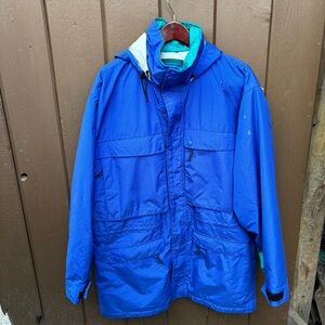 Vintage 90s LL Bean Jacket North Col Gore-Tex Winter Parka Women 2XL blue